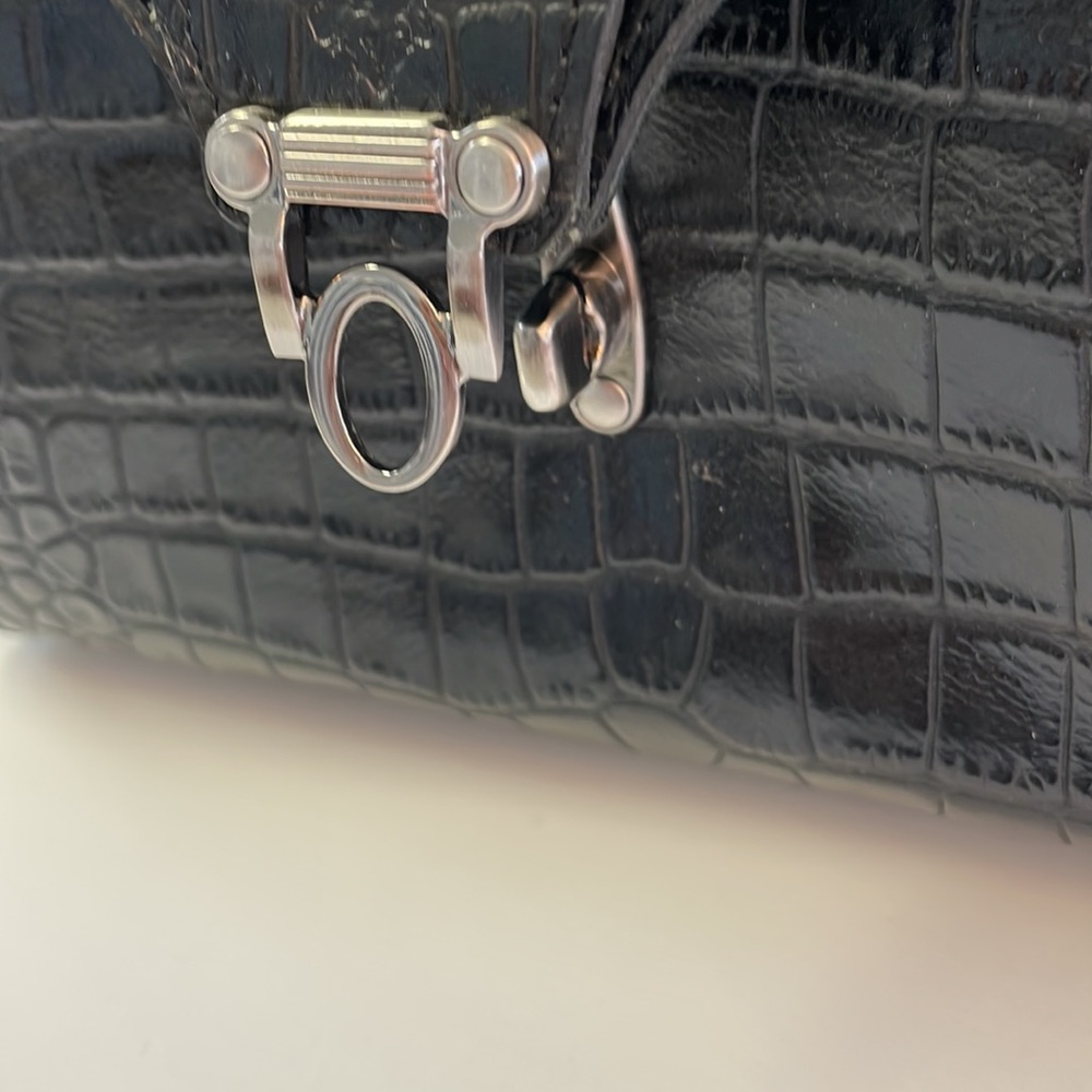 Patricia Nash - Croc Embossed Ashmore Crossbody Black Satchel - Picture 10 of 11
